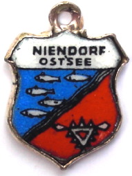 NIENDORF OSTSEE, Germany - Vintage Silver Enamel Travel Shield Charm